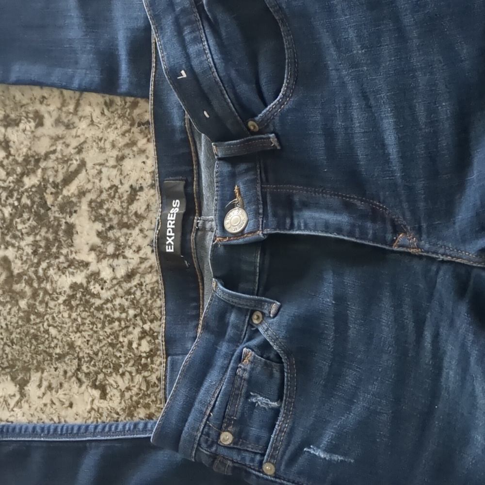 Express Mid Rise Straight Distressed Jeans - Picture 2 of 5
